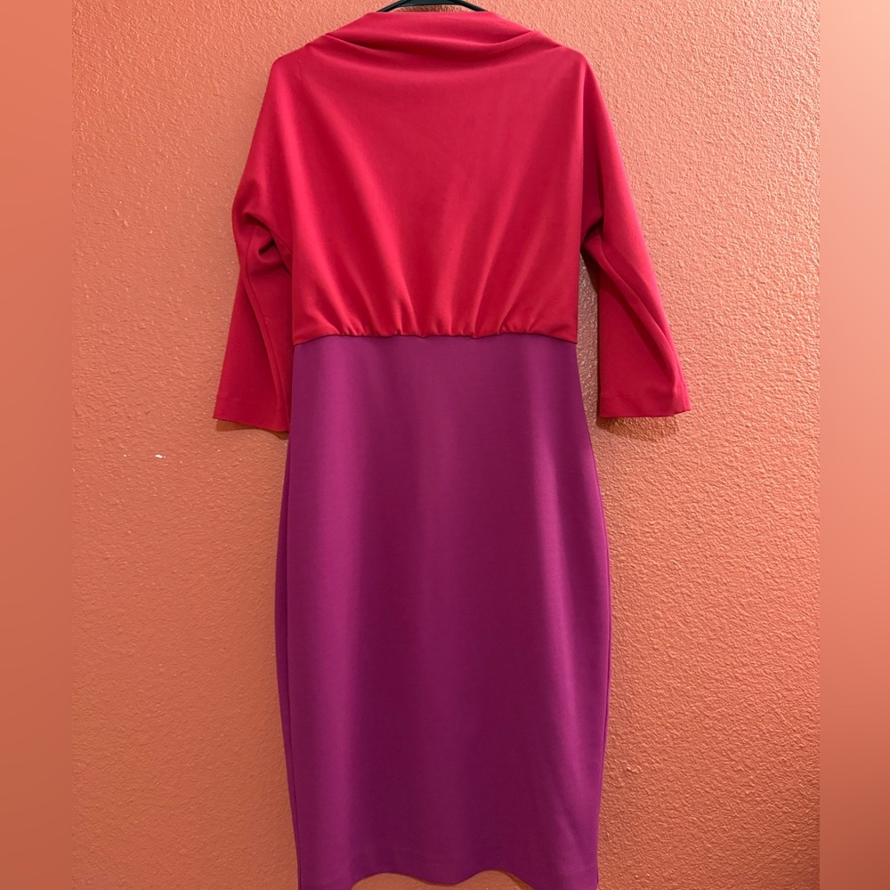 Badgley Mischka Purple and Pink Long Sleeve Dress